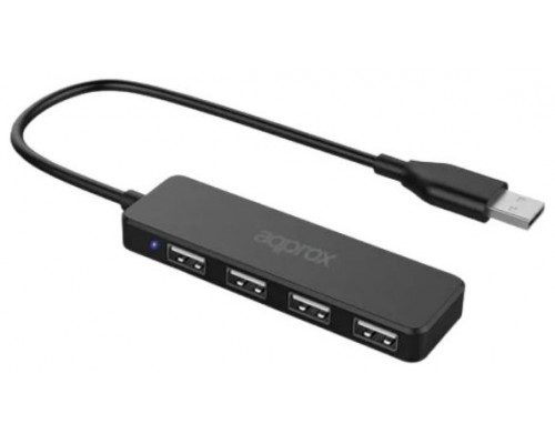 HUB APPROX APPC46 4PTOS USB2.0 480MBPS NEGRO (Espera 4 dias)