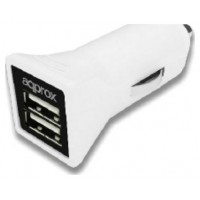 CARGADOR DE COCHE APPROX 2 USB 5V/3,1 AH COLOR BLANCO