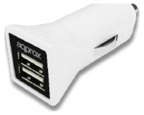 CARGADOR DE COCHE APPROX 2 USB 5V/3,1 AH COLOR BLANCO