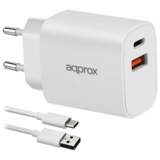 CARGADOR DE PARED APPROX APPUSBWALL20W 1xUSB-C PD-SX3 CARGADOR DE PARED APPROX APPUSBWALL20W 1xUSB-C PD