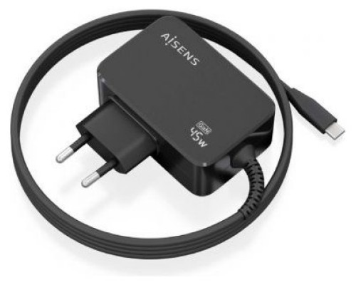 AISENS - CARGADOR GaN 45W PD3.0 1XUSB-C 1.8M, NEGRO