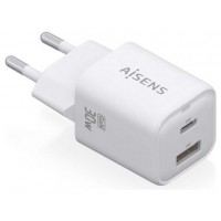 AISENS - CARGADOR GaN 30W, 1xUSB-C PD3.0 QC4.0, 1xUSB-A QC3.0, BLANCO