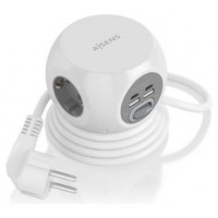 AISENS - REGLETA DE ENCHUFES SOBREMESA MULTIFUNCION CON 3 TOMAS + 2xUSB-C, 2xUSB-A, 1.4M, BLANCO