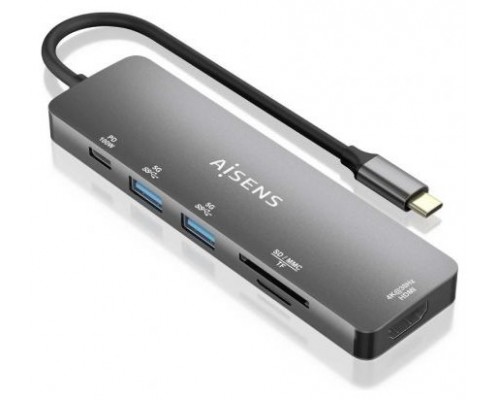 DOCK AISENS USB-C A HDMI- 2USBA-USBC PD-SD-MICROSD