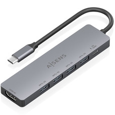 AISENS - USB-C DOCK 6 EN 1, USB-C A 1xHDMI, 4xUSB-A, 1xUSB-C PD 100W, GRIS, 15CM-SX6 AISENS - USB-C DOCK 6 EN 1, USB-C A 1xHDMI, 4xUSB-A, 1xUSB-C PD 100W, GRIS, 15CM