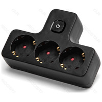 ENCHUFE DE CONVERSION ALEMAN 1 A 3 16A CON INTERRUPTOR NEGRO AIGOSTAR (Espera 4 dias)