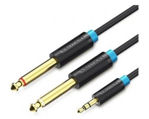 CABLE AUDIO ESTEREO JACK 3.5/M 2xJACK 6.5/M 0.5 M NEGRO VENTION (Espera 4 dias)