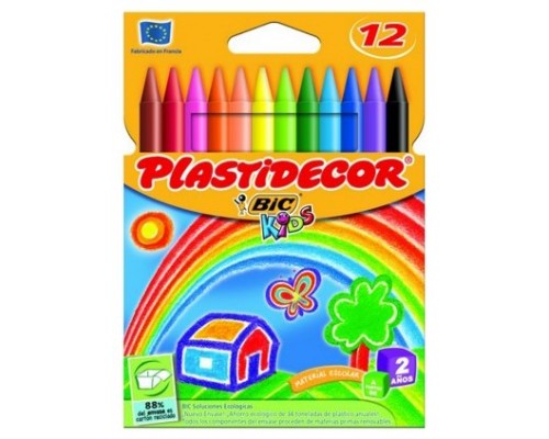 ESTUCHE 12 CERAS DE COLOR QUE NO ENSUCIAN PLASTIDECOR 8757702 (Espera 4 dias)