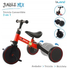 Triciclo Infantil Convertible 3 en 1 Jungle Mix Rojo Biwond (Espera 2 dias)