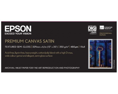 Epson GF Papel Premium Canvas Satin, 13"  x 6.1m, 350g/m2