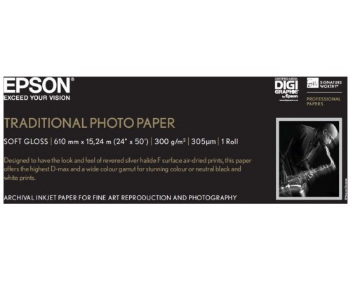 Epson GF papel Photo Traditional 24"  x 15,2m - 300 g/m2
