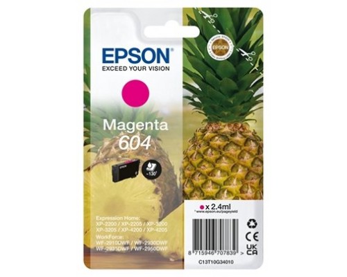 Epson 604, Rendimiento estandar, 2,4 ml, 604 paginas,