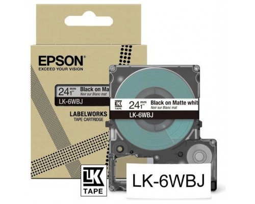 EPSON Cartucho de etiquetas Matte Tape   White/Black 24mm(8m)   LK-6WBJ