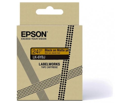 EPSON Cartucho de etiquetas Matte Tape   Yellow/Black 24mm(8m)   LK-6YBJ