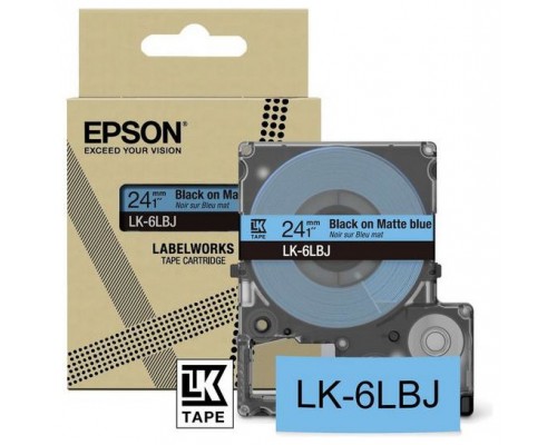 EPSON Cartucho de etiquetas Matte Tape   Blue/Black 24mm(8m)   LK-6LBJ