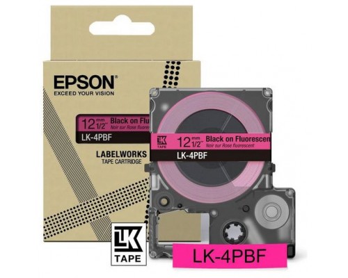 EPSON Cartucho de etiquetas Colour Tape   Fluorescent Pink/Black 12mm(5m)   LK-4PBF