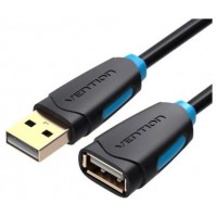 CABLE ALARGADOR USB 2.0 M/H CONECTOR DORADO 1 M NEGRO VENTION (Espera 4 dias)