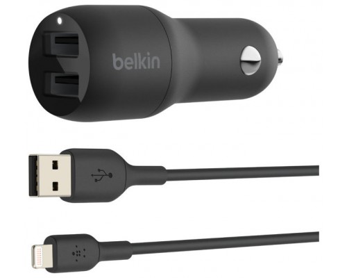 CARGADOR DE COCHE BELKIN CCD001BT1MBK DOBLE USB-A 24W