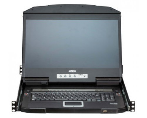 ATEN Consola LCD panorámica multiview dual rail con switch KVM integrado HDMI USB de 4 puertos (Espera 4 dias)