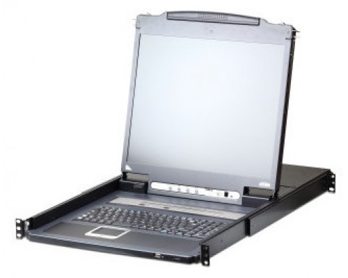 Aten Consola LCD single rail con switch KVM por IP integrado VGA PS/2-USB de 8 puertos con acceso compartido desde consolas local/remota (Espera 4 dias)