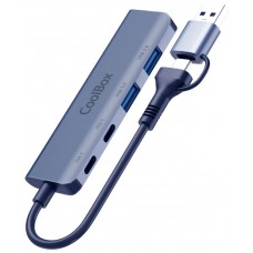 Coolbox HUB4 Lite USB-C/A 4 Puertos Aluminio-SX5 Coolbox HUB4 Lite USB-C/A 4 Puertos Aluminio