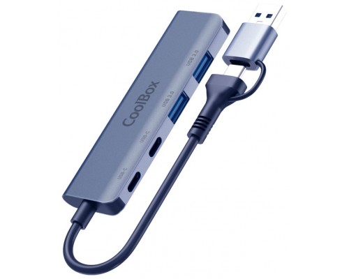 Coolbox HUB4 Lite USB-C/A 4 Puertos Aluminio