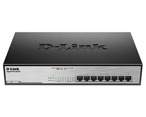 SWITCH D-LINK  8P 10/100/1000 RACK Poe DGS-1008MP