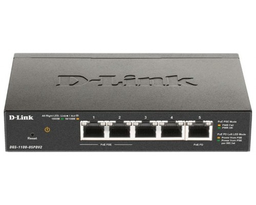 SWITCH D-LINK  5P DGS-1100-05PDV2 10/100/1000 2 PoE