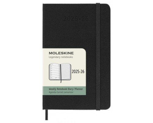 AGENDA 18M 2025-2026 SEMANAL P (9 X 14 CM) NEGRA TAPA DURA MOLESKINE DHB18WN2Y26 (Espera 4 dias)