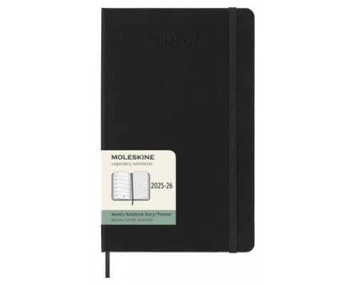 AGENDA 18M 2025-2026 SEMANAL L (13 X 21 CM) NEGRA TAPA DURA MOLESKINE DHB18WN3Y26 (Espera 4 dias)