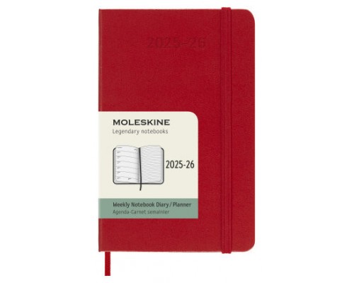AGENDA 18M 2025-2026 SEMANAL P (9 X 14 CM) ROJO TAPA DURA MOLESKINE DHF218WN2Y26 (Espera 4 dias)
