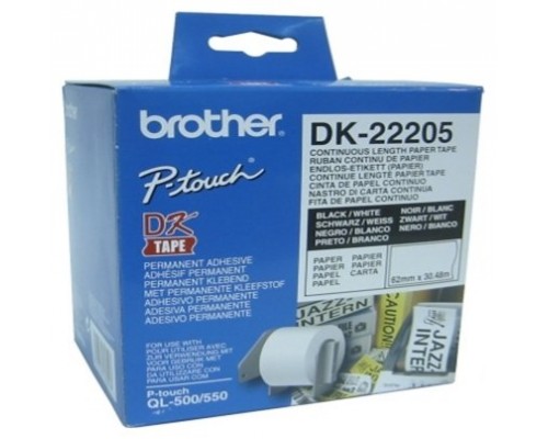 BROTHER CINTA CONTINUA BLANCA PAPEL 62MM 30,48M