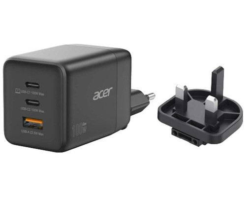 ACER Cargador 100w / EU-UK Plugs / 2 USB-C / 1 USB-A-SX11 ACER Cargador 100w / EU-UK Plugs / 2 USB-C / 1 USB-A