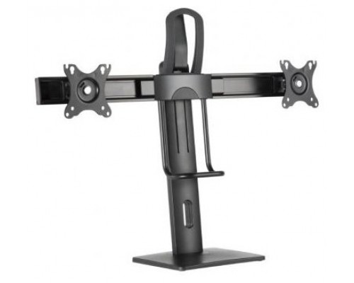 AISENS - SOPORTE DE MESA PRO CONTRAPESO GIRATORIO E INCLINABLE PARA 2 MONITORES 6KG DE 17-27, NEGRO