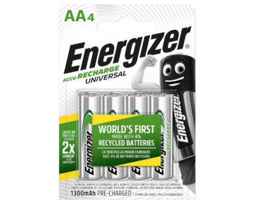 BLISTER 4 PILAS RECARGABLES UNIVERSAL POTENCIA 1300 MAH TIPO HR6 ENERGIZER E301376000 (Espera 4 dias)