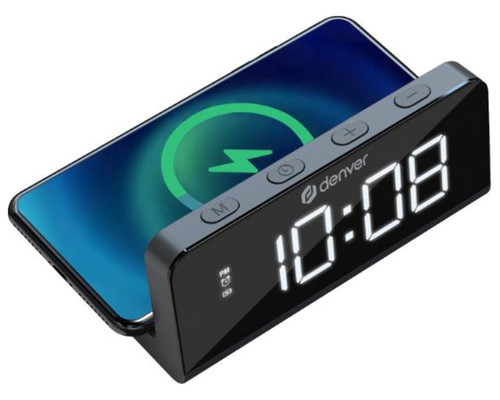 RELOJ DESPERTADOR DENVER CON CARGA INALAMBRICA PARA SMARTPHONES