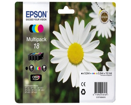 TINTA EPSON C13T18064010 Nº 18 PACK CUATRICOLOR (Espera 4 dias)