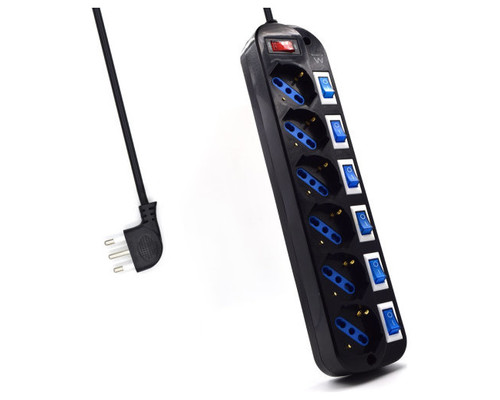 Ewent EW3850 limitador de tensi&oacute;n Negro 6 salidas AC 220 V 1,5 m (Espera 4 dias)