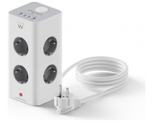 Ewent EW3864 Regleta 8 Tomas SHUCKO +2USB-A+2USB-C