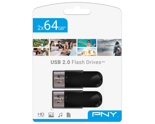 MEMORIA USB 2.0 PNY 2x64GB ATTACHE 4 TWIN PACK NEGRO