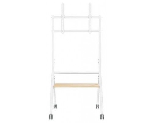 AISENS - SOPORTE DE SUELO ECO CON RUEDA, 1 BANDEJA PARA PANTALLA INTERACTIVA/TV 80KG DE 37-86, BLANCO+MADERA