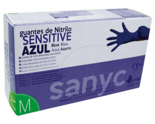 PAQUETE DE 100 GUANTES NITRILO SENSITIVE S/P  T-M P-100 EXAMEN SANICEN GU104 (Espera 4 dias)