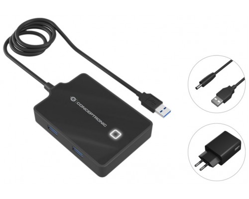 HUB USB3.0 CONCEPTRONIC  HUBBIES11B 4 PUERTOS Y CABLE