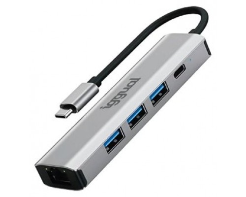 iggual Hub tipo C 5 puertos 3xUSB + RJ45 + tipo C