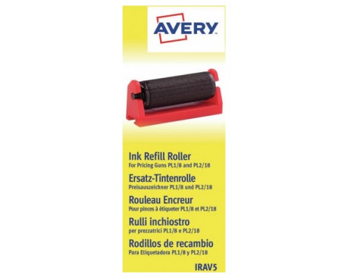 PACK 5 RODILLOS DE TINTA PARA ETIQUETADORAS PL 1/8, PL 2/18 AVERY IRAV5 (Espera 4 dias)