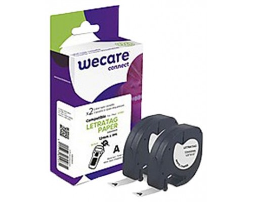 ARMOR    WECARE Etiqueta Blanca Texto negro para DYMO LETRATAG PAPER 12mmx4m. Dos cintas por caja