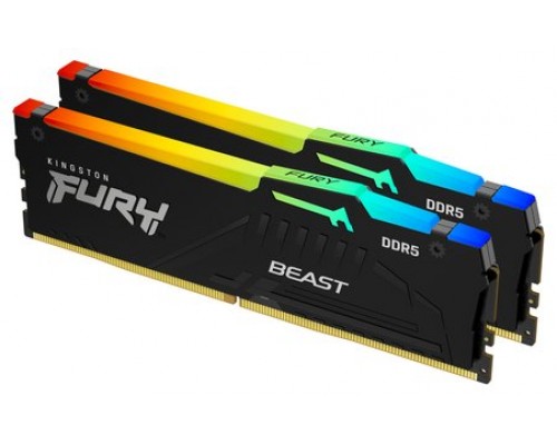 DDR5 64 GB (2X32KIT) 6000 Mhz. FURY BEAST RGB KINGSTON (Espera 4 dias)