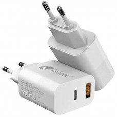 CARGADOR PARED/VIAJE USB-C/PD + USB-A 20W BLANCO LEOTEC (Espera 4 dias)