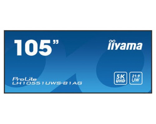 MONITOR PROFESIONAL IIYAMA 105" (LH10551UWS-B1AG) / TIEMPO OPERACION 24/7 / USO HORIZONTAL Y VERTICAL / IPS / 5120X2160 5K UW / 8MS / 500CD / 21:9 / RS-232C / RJ45 / HDMI X 1 / DP X 1 / USB-C X 2/ USB X6 / SLOT OPS / VESA 1500X600 (Espera 4 dias)