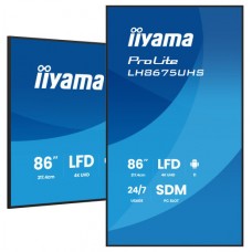 MONITOR TACTIL IIYAMA 86" 3840X2160, UHD VA, 500CD/M2, HORIZ VERT,FAILOVER, MM 2X 10W, HDMI 3X, DP, DP-OUT, USB 2.0 X2, WIFI, LAN, MEDIA PLAY USB, LAN / RS232C, IISIGNAGE2, IISHARE, IICONTROL ANDROID 11, PC-SLOT SDM-L, 24/7, VESA 600X400 (LH8675UHS-B-SX132 MONITOR TACTIL IIYAMA 86" 3840X2160, UHD VA, 500CD/M2, HORIZ VERT,FAILOVER, MM 2X 10W, HDMI 3X, DP, DP-OUT, USB 2.0 X2, WIFI, LAN, MEDIA PLAY USB, LAN / RS232C, IISIGNAGE2, IISHARE, IICONTROL ANDROID 11, PC-SLOT SDM-L, 24/7, VESA 600X400 (LH8675UHS-B